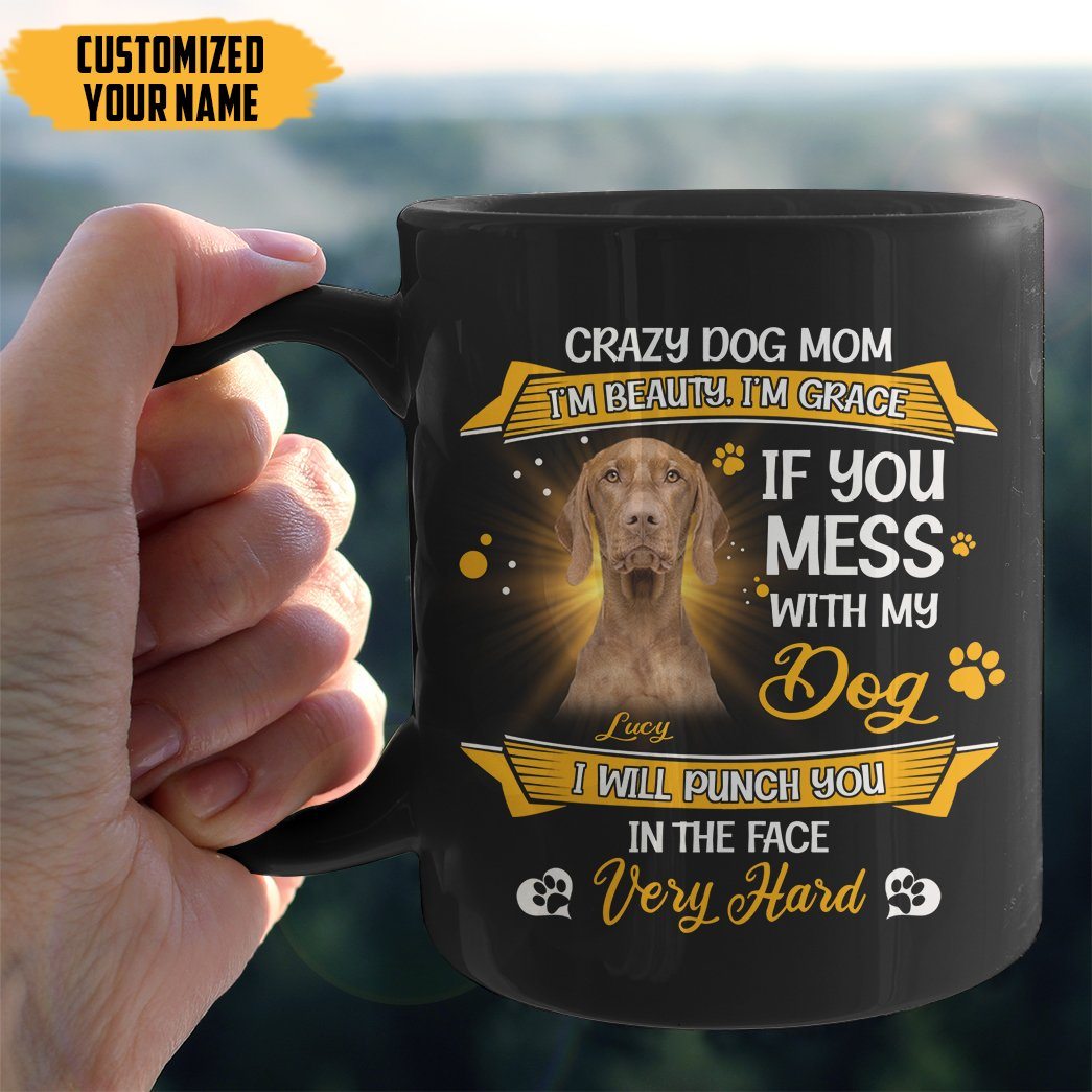 Gearhumans Gearhuman 3D Crazy Dog Mom Vizsla Custom Name Mug GV24037 Mug