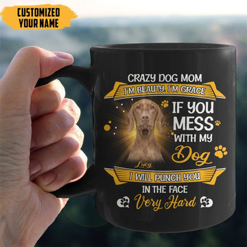Gearhumans 3D Crazy Dog Mom Vizsla Custom Name Mug