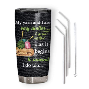 Gearhumans 3D Crochet Knitting My Yarn And I Are Similar Custom Design Vacuum Insulated Tumbler