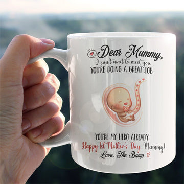 Gearhumans 3D Dear Mummy I Cant Wait To Meet You First Mothers Day Mug
