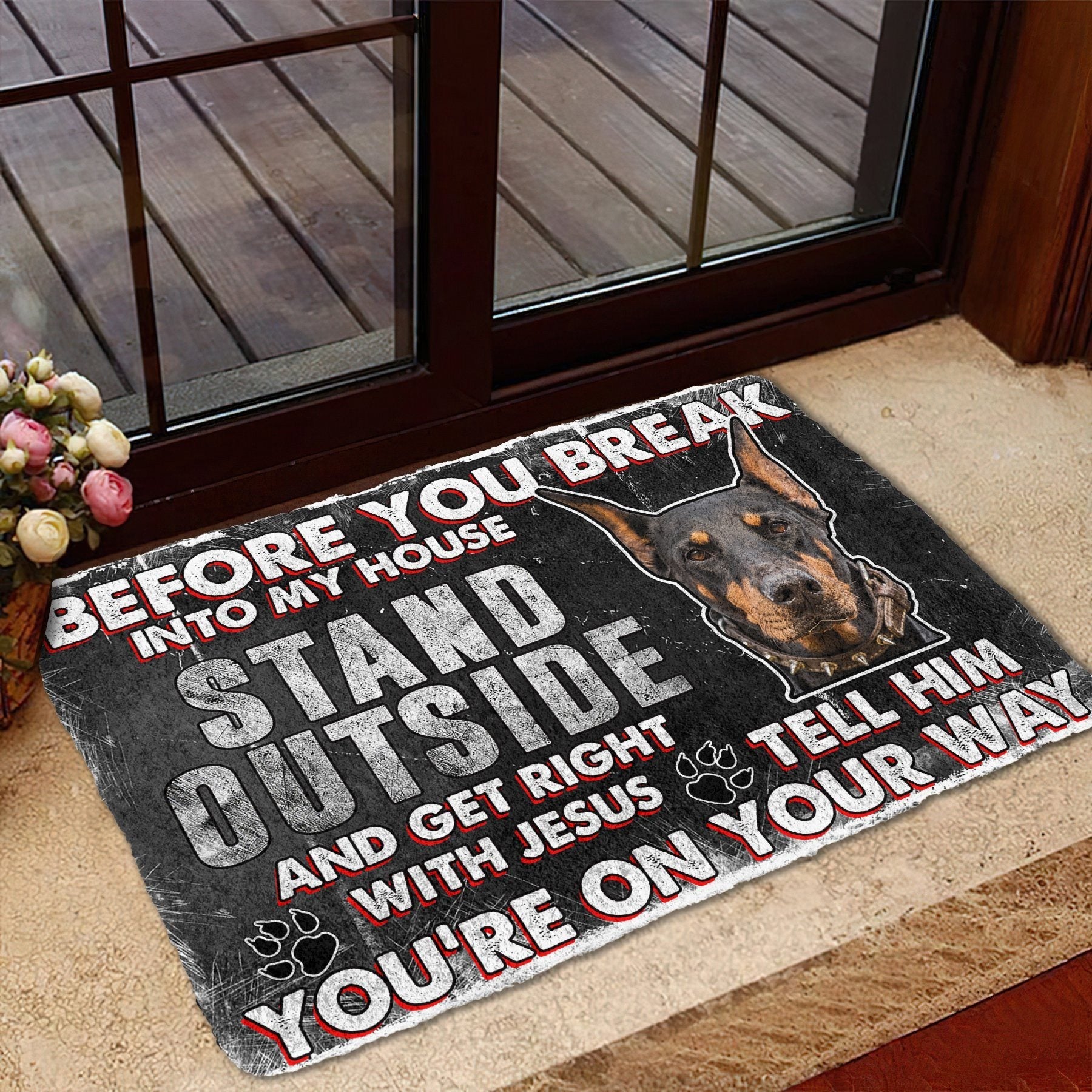 Gearhumans 3D Doberman Pinscher Before You Break Into My House Custom