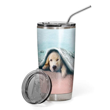 Gearhumans 3D Dog Custom Design Vacuum Insulated Glitter Tumbler