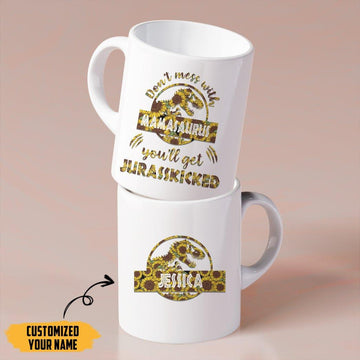 Gearhumans 3D Dont Mess With Mamasaurus Mothers Day Gift Custom Name Mug