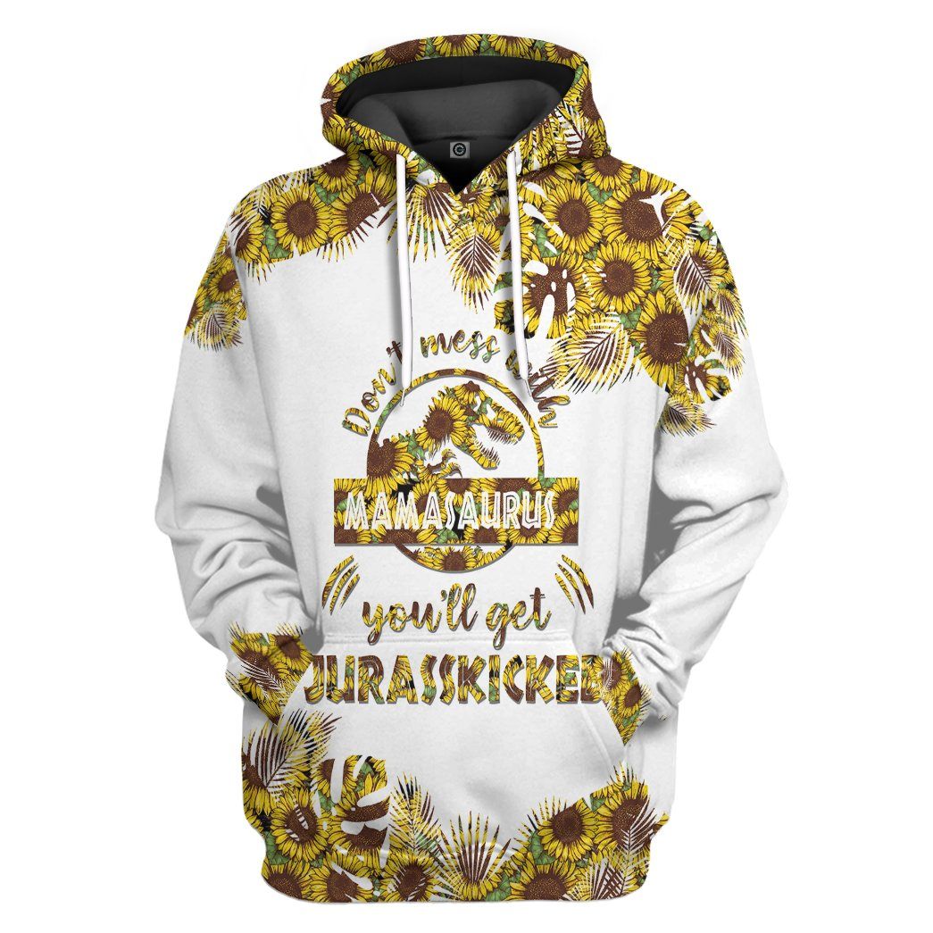 Gearhumans Gearhuman 3D Dont Mess With Mamasaurus Mothers Day Gift Custom Tshirt Hoodie Apparel GW23039 3D Apparel Hoodie S