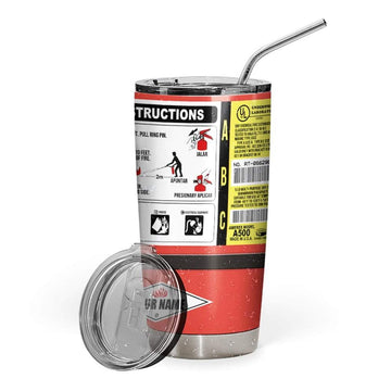 Gearhumans 3D Fire Extinguisher Custom Name Design Vacuum Insulated Tumbler