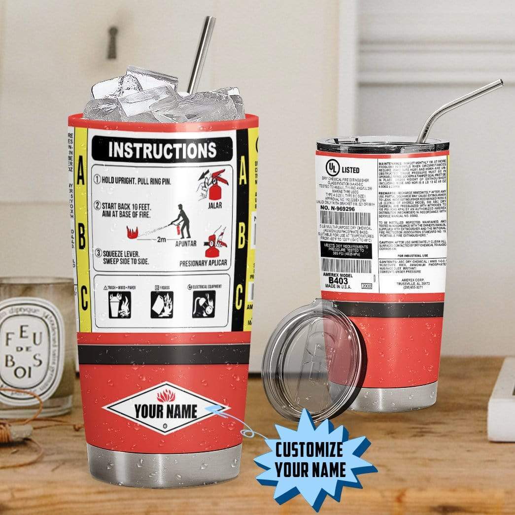 Gearhumans Gearhuman 3D Fire Extinguisher Custom Name Design Vacuum Insulated Tumbler GV08062 Tumbler