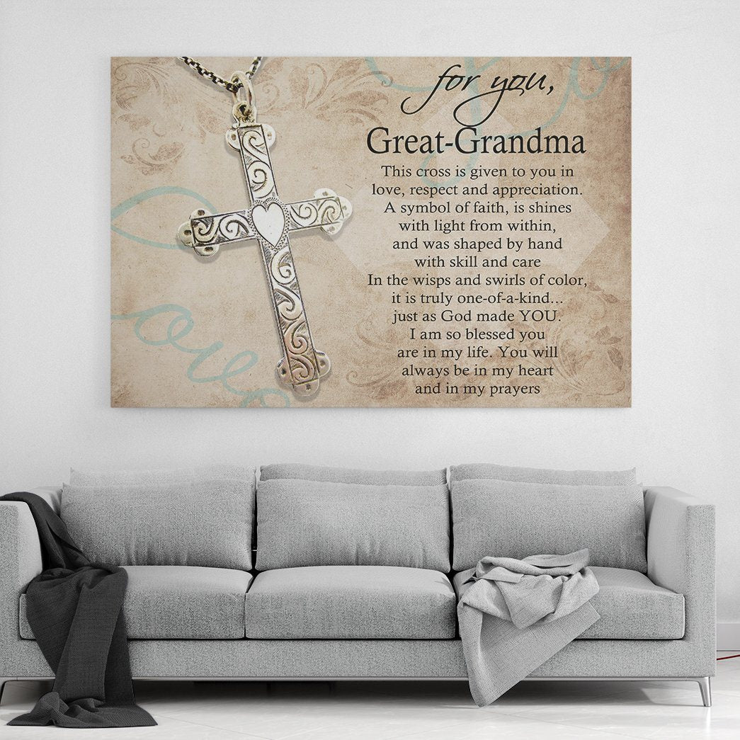 Gearhumans Gearhuman 3D For My Great Grandma Cross Mothers Day Gift Custom Canvas GW220320 Canvas