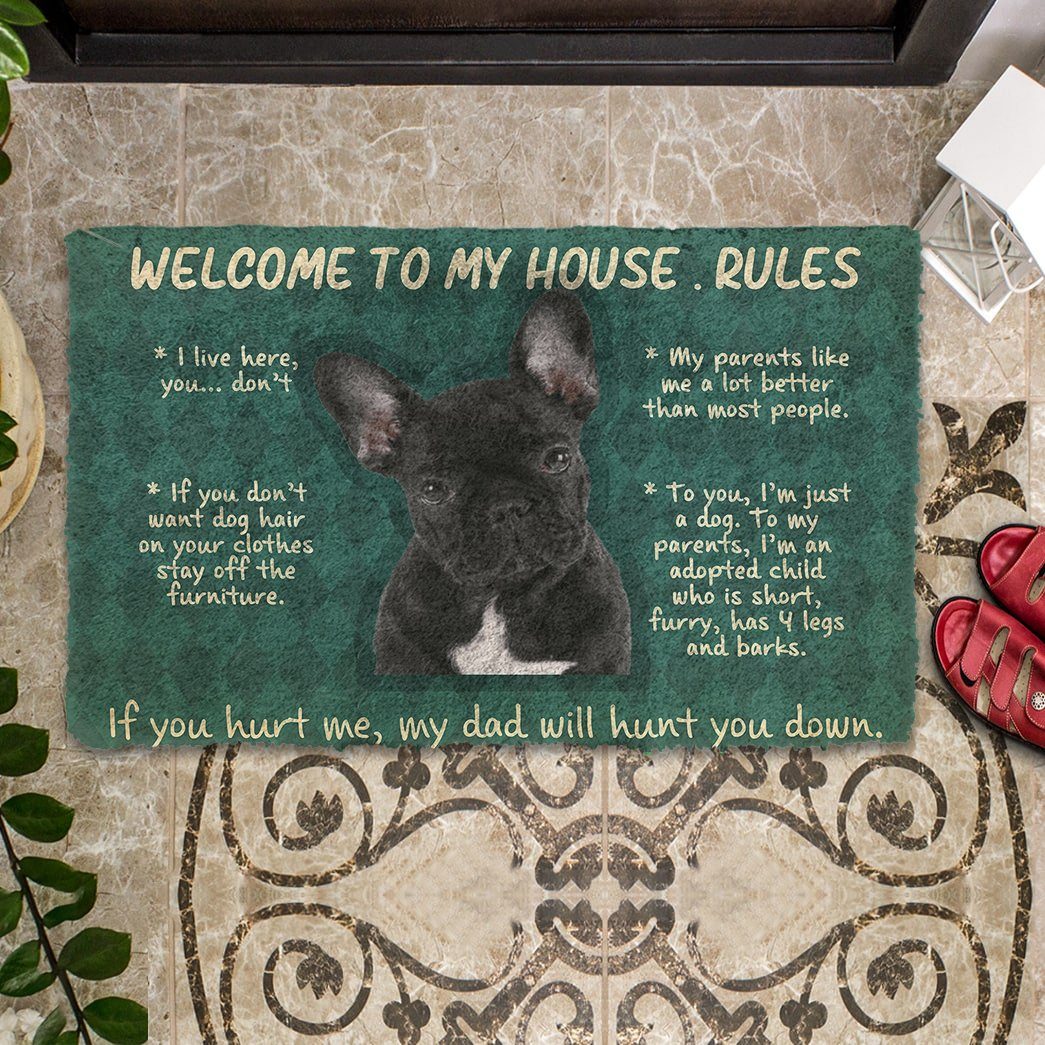 Gearhumans Gearhuman 3D French Bulldog Welcome To My House Rules Custom Doormat GW120313 Doormat