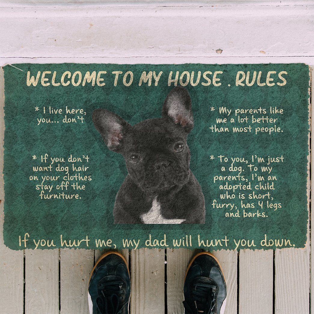 Gearhumans Gearhuman 3D French Bulldog Welcome To My House Rules Custom Doormat GW120313 Doormat
