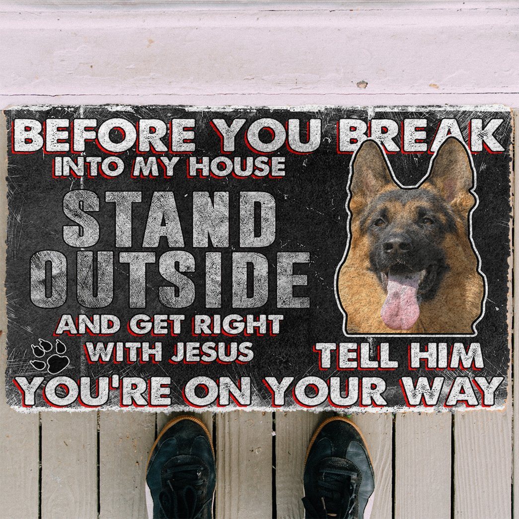 Gearhumans Gearhuman 3D German Shepherd Before You Break Into My House Custom Doormat GW010417 Doormat