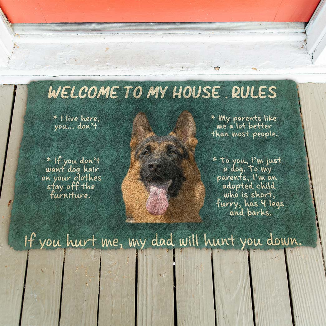 Gearhumans Gearhuman 3D German Shepherd Welcome To My House Rules Custom Doormat GW12035 Doormat