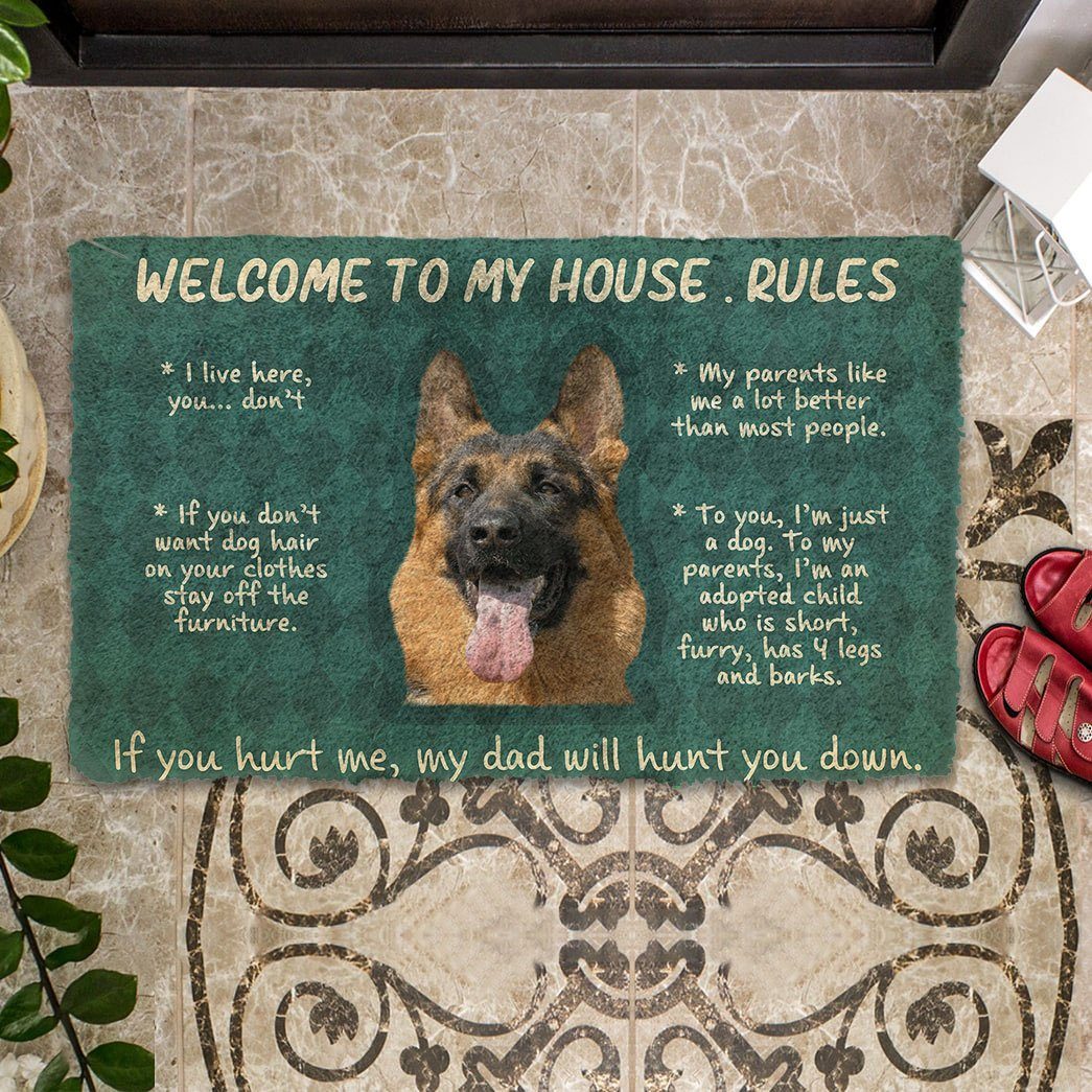 Gearhumans Gearhuman 3D German Shepherd Welcome To My House Rules Custom Doormat GW12035 Doormat