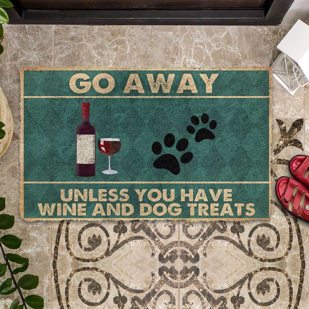 Gearhumans Gearhuman 3D Go Away Unless You Have Wine And Dog Treats Custom Doormat GW24035 Doormat