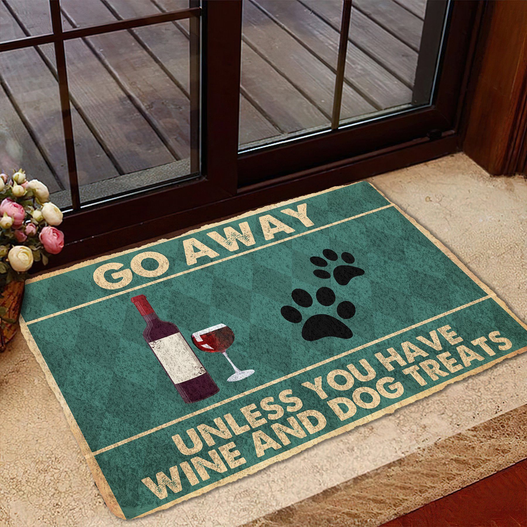 Gearhumans Gearhuman 3D Go Away Unless You Have Wine And Dog Treats Custom Doormat GW24035 Doormat
