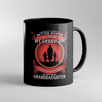 Gearhumans 3D God Sent Me Grandson And Grand daughter Mug