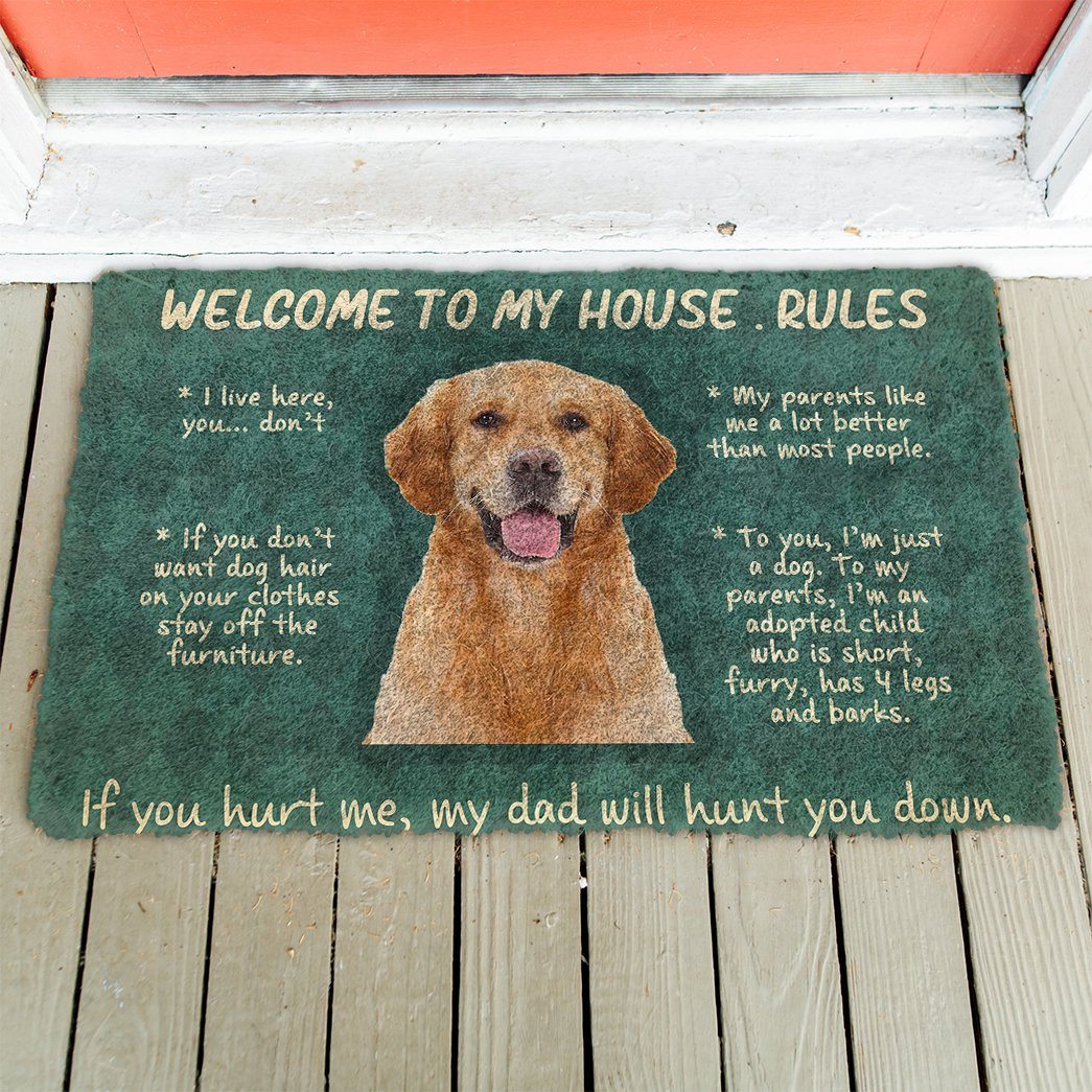Gearhumans Gearhuman 3D Golden Retriever Welcome To My House Rules Custom Doormat GW120310 Doormat