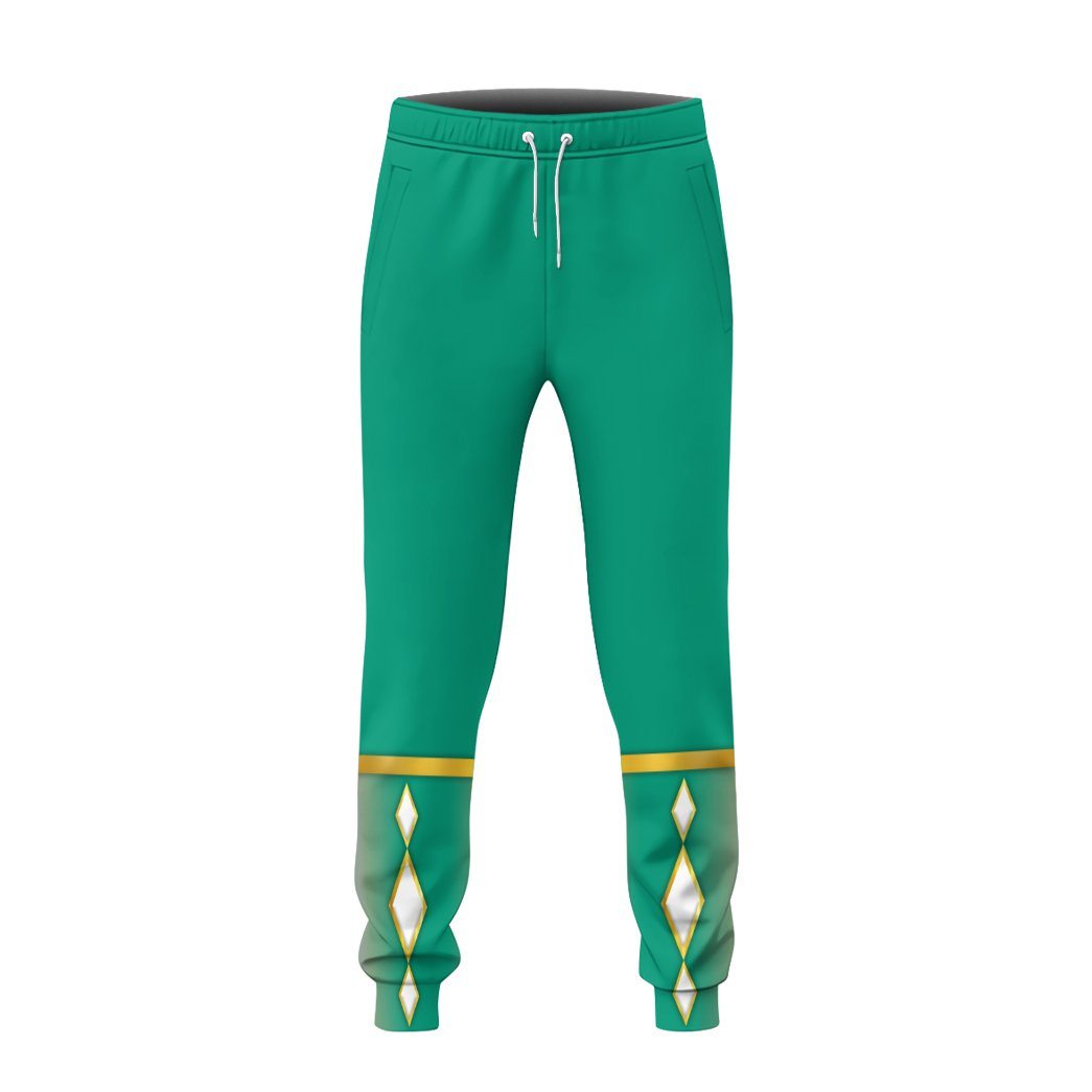 Gearhumans Gearhuman 3D Green Ninja Mighty Morphin Power Rangers Custom Sweatpants Apparel GJ24039 Sweatpants