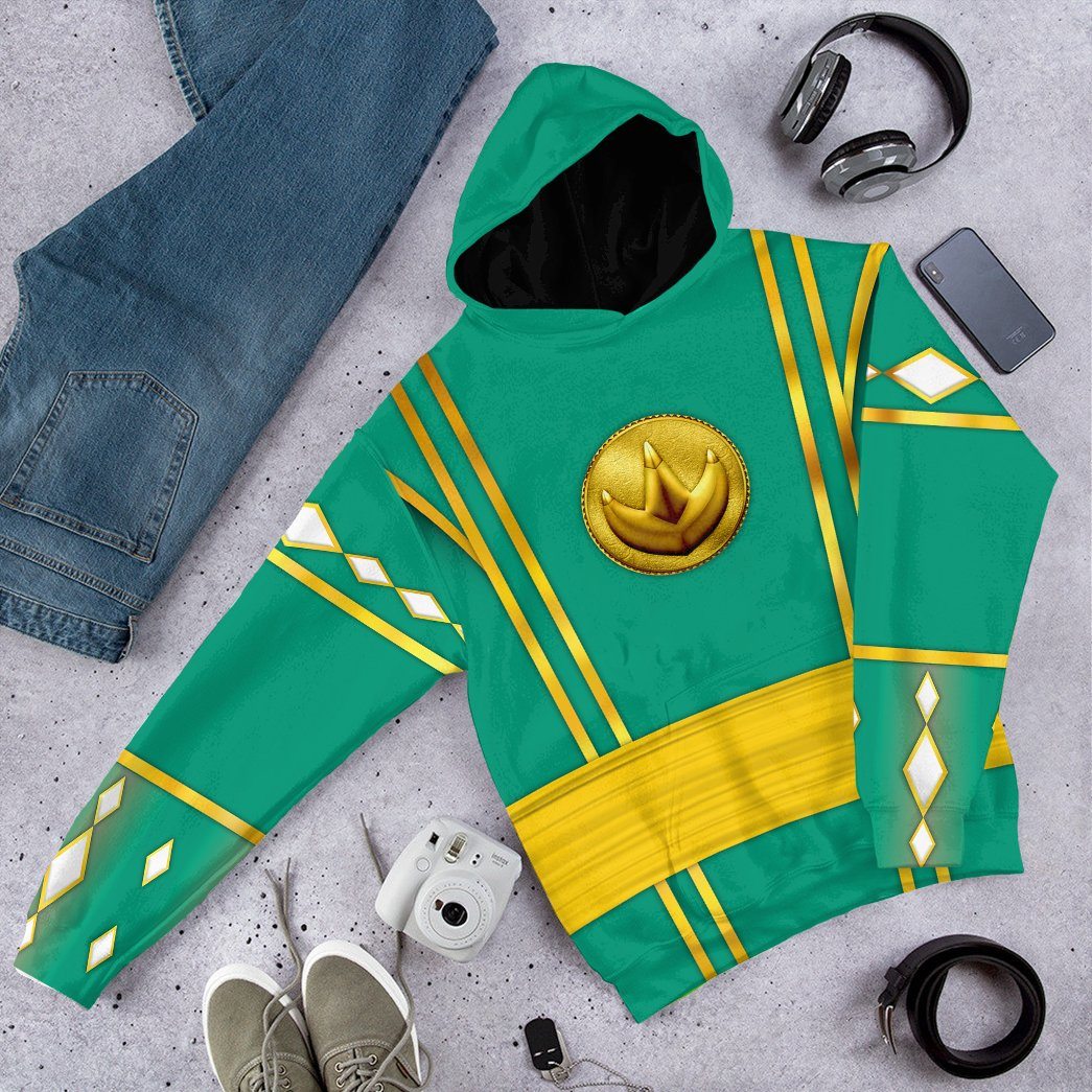 gear humans Gearhumans 3D Green Ninja Mighty Morphin Power Rangers Custom Tshirt H