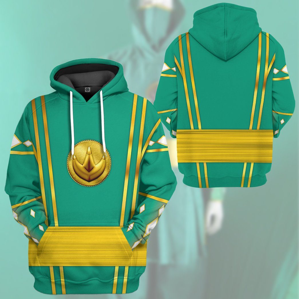 Gearhumans Gearhuman 3D Green Ninja Mighty Morphin Power Rangers Custom Tshirt Hoodie Apparel GJ24032 3D Apparel