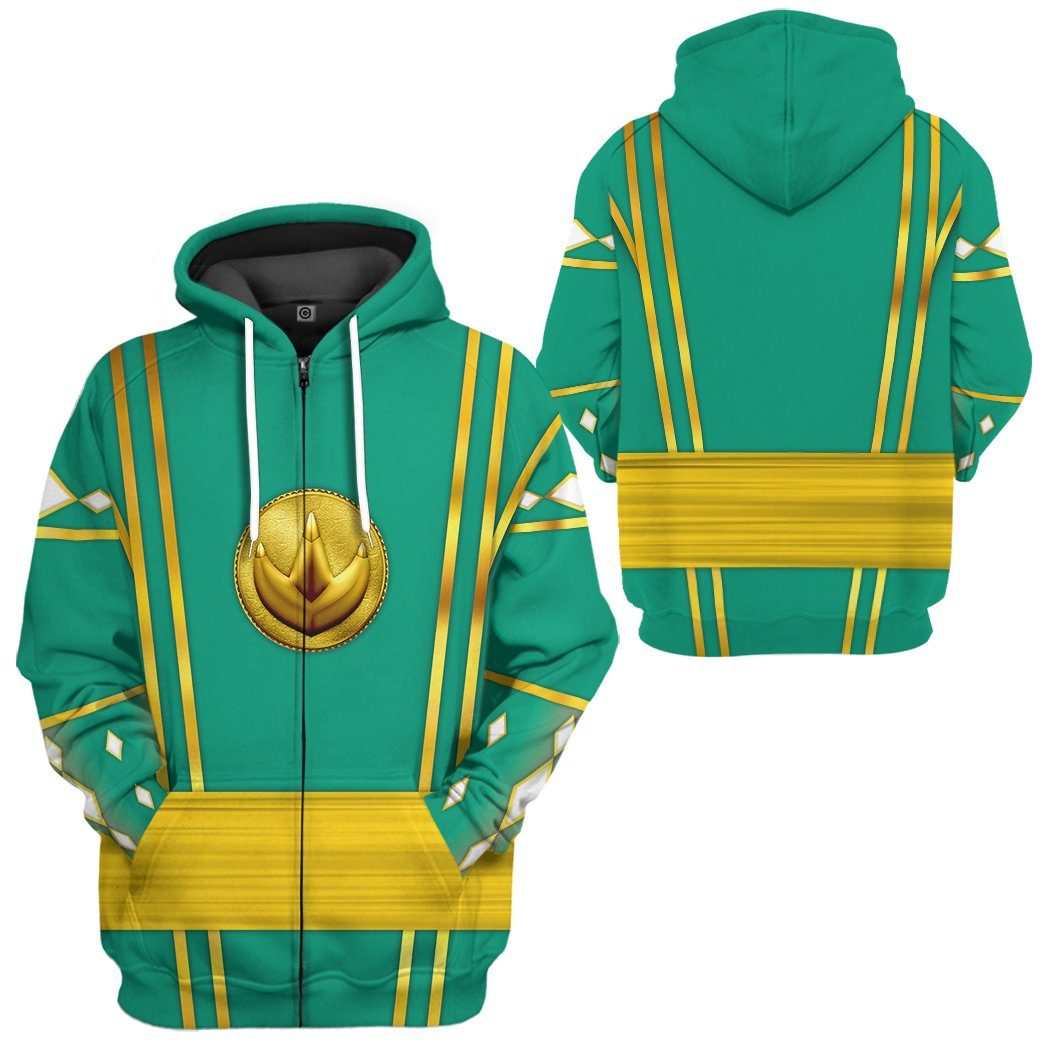 Gearhumans Gearhuman 3D Green Ninja Mighty Morphin Power Rangers Custom Tshirt Hoodie Apparel GJ24032 3D Apparel