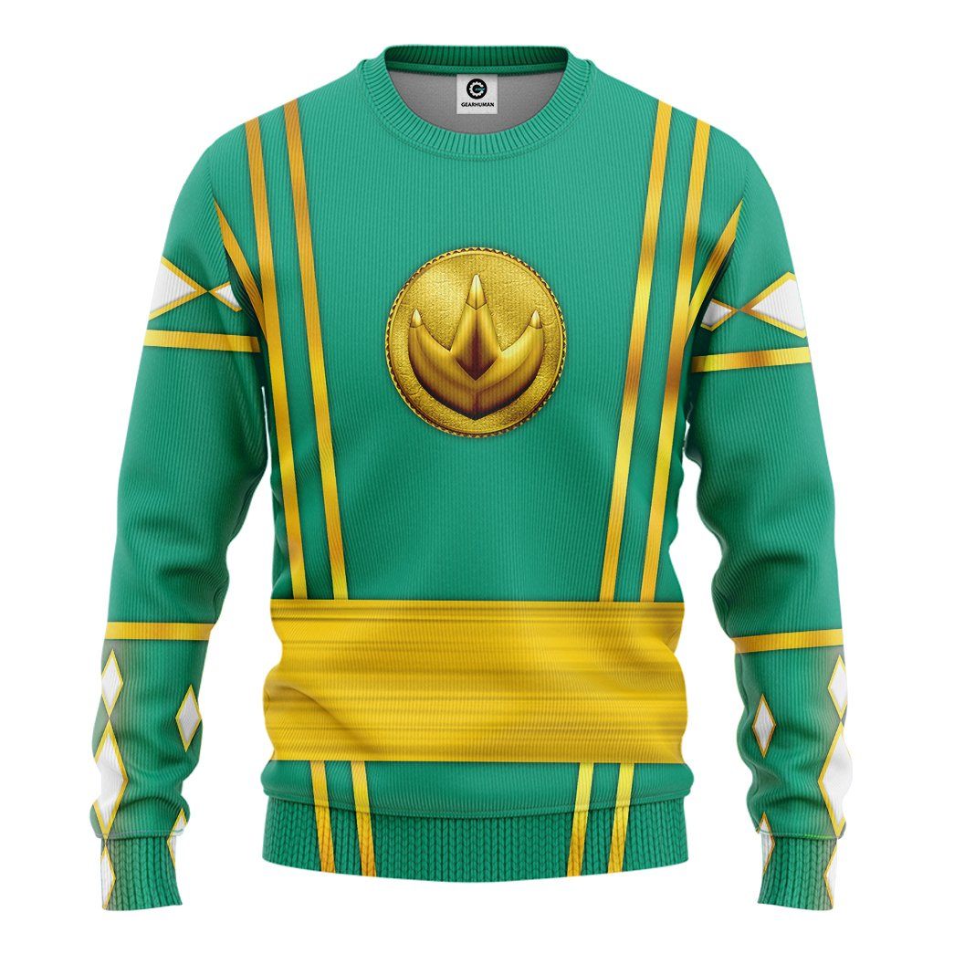 Gearhumans 3D Mighty Morphin Power Ranger Green Custom Name Baseball J