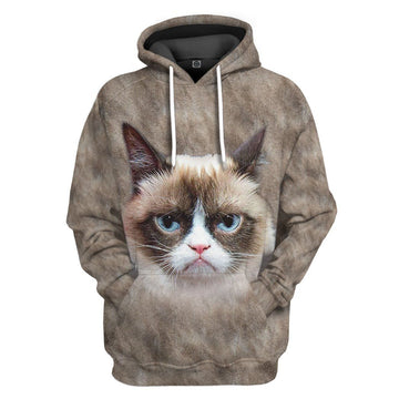 Gearhumans 3D Grumpy Cat Front And Back Tshirt Hoodie Apparel