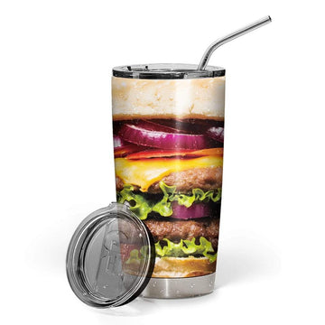 Gearhumans 3D Hamburger Custom Design Vacuum Insulated Tumbler