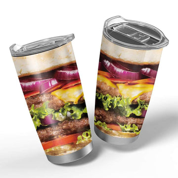 Gearhumans 3D Hamburger Custom Design Vacuum Insulated Tumbler