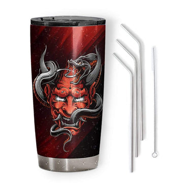 Gearhumans 3D Hannya Demon Custom Name Design Vacuum Insulated Tumbler