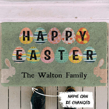 Gearhumans 3D Happy Easter Custom Name Doormat