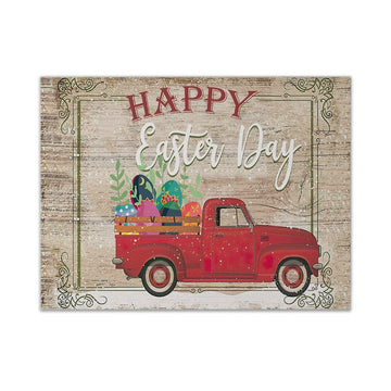 Gearhumans 3D Happy Easter Day Red Truck Custom Canvas