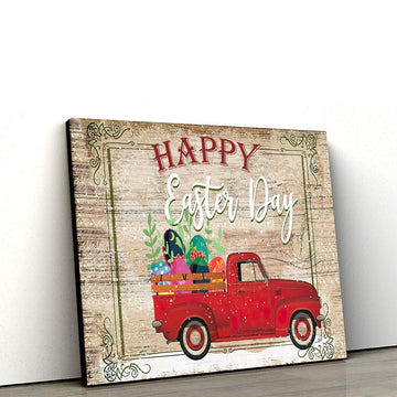 Gearhumans 3D Happy Easter Day Red Truck Custom Canvas