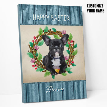 Gearhumans 3D Happy Easter French Bulldog Custom Name Canvas