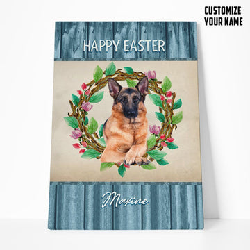 Gearhumans 3D Happy Easter German Shepherd Custom Name Canvas