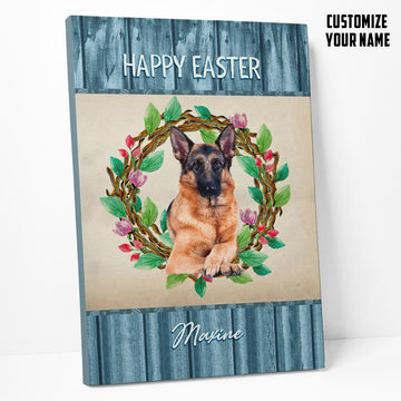 Gearhumans 3D Happy Easter German Shepherd Custom Name Canvas