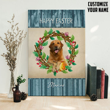 Gearhumans 3D Happy Easter Golden Retriever Custom Name Canvas