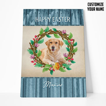 Gearhumans 3D Happy Easter Labrador Retriever Custom Name Canvas