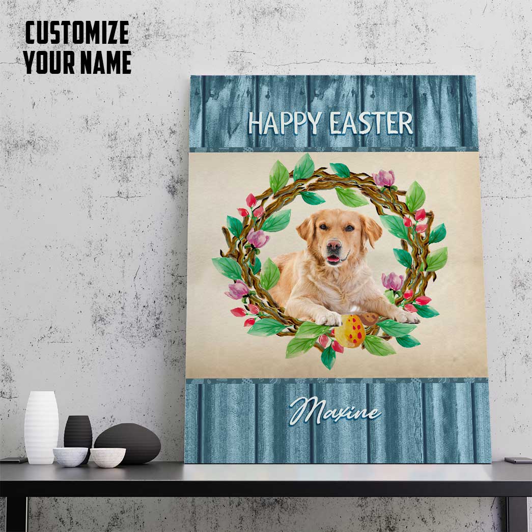 Gearhumans Gearhuman 3D Happy Easter Labrador Retriever Custom Name Canvas GW18035 Canvas