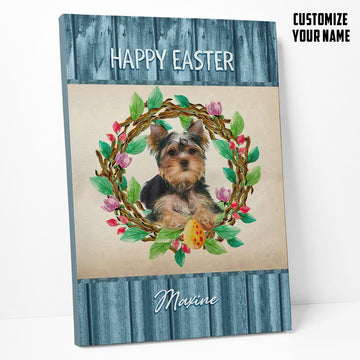 Gearhumans 3D Happy Easter Yorkshire Terrier Custom Name Canvas