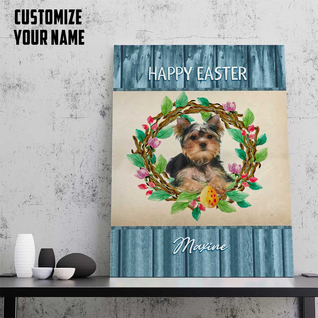 Gearhumans Gearhuman 3D Happy Easter Yorkshire Terrier Custom Name Canvas GW18031 Canvas