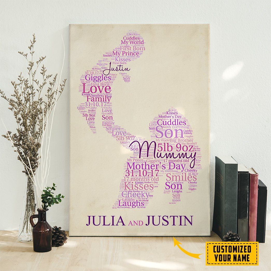 Gearhumans Gearhuman 3D Happy Mothers Day Gift Custom Name Poster Canvas GO250312 Canvas
