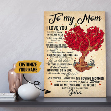 Gearhumans 3D Happy Mothers Day Gift Love My Mom Custom Canvas