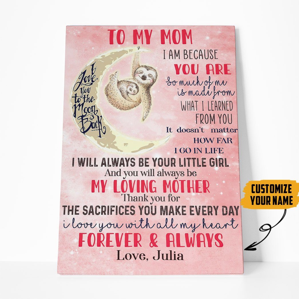 Gearhumans Gearhuman 3D Happy Mothers Day Gift Love My Mom Custom Name Canvas GO250350 Canvas 1 Piece Non Frame M