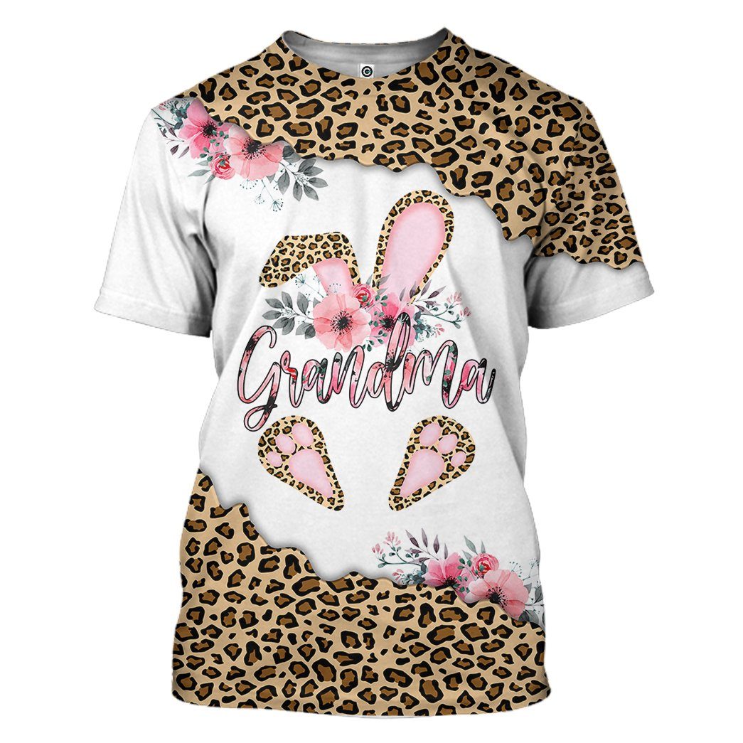 Gearhumans Gearhuman 3D Happy Mothers Day Grandma Bunny Easter Leopard Custom Hoodie GO25020 3D Apparel T-Shirt S