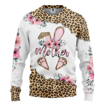 Gearhumans 3D Happy Mothers Day Mother Bunny Easter Leopard Custom Hoodie