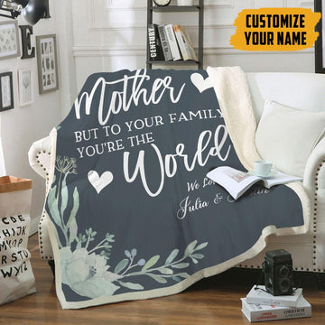 Gearhumans 3D Happy Mothers Day Mother Is The World Custom Name Blanket