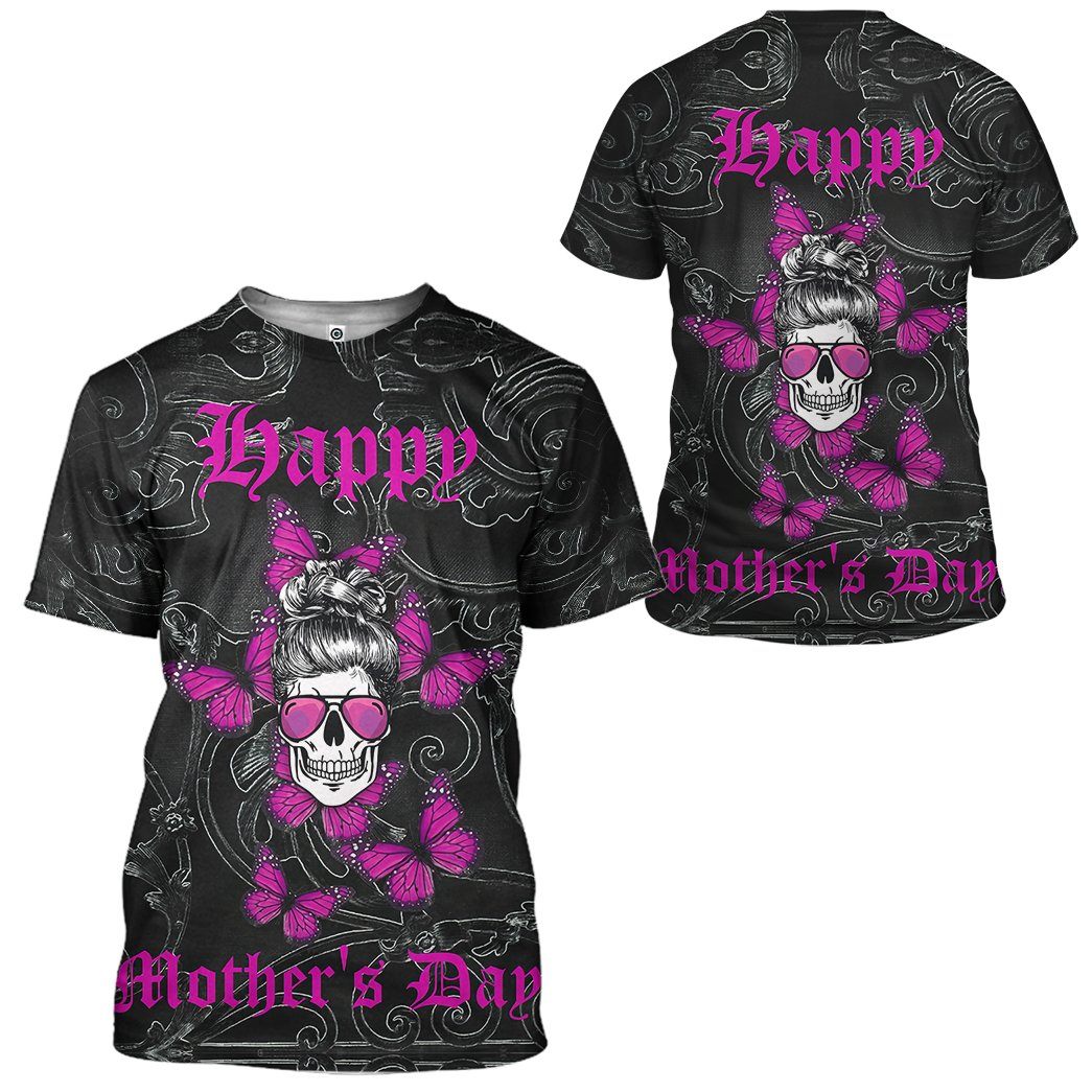Gearhumans Gearhuman 3D Happy Mothers Day Skull Mothers Day Gift Custom Tshirt Hoodie Apparel GW24033 3D Apparel