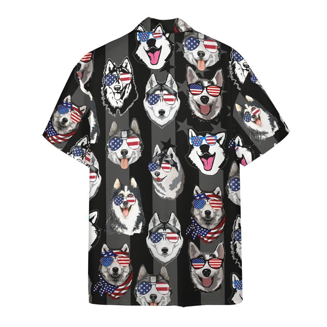 Gearhumans GEARHUMAN 3D Husky American Flag Hawaii Shirt ZZ2304211 Hawai Shirt 