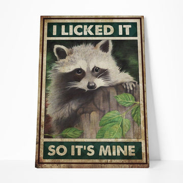 Gearhumans 3D I Licked It Raccoon Canvas