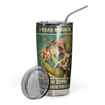 Gearhumans 3D I Read Book I Drink Coffee Custom Design Vacuum Insulated Tumbler